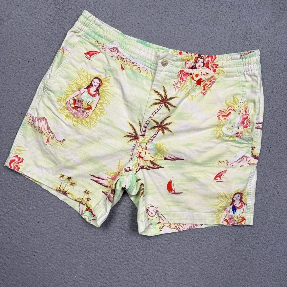 Polo‎ Ralph Lauren Hawaiian Tropical Hula Girl Surf Bear Shorts